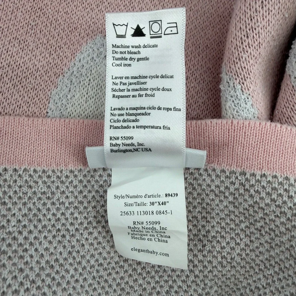 Elegant Baby Luxury Cotton Jacquard Knit Blanket Pink White Repeats Bunny Face